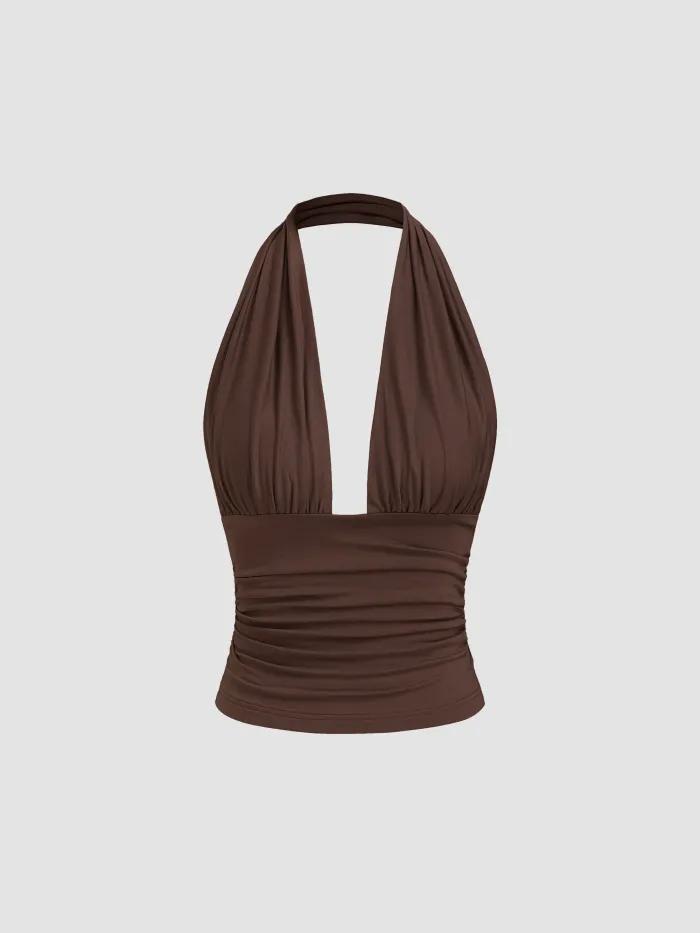 Lace Ruffle Hem Knotted Knit Crop Top