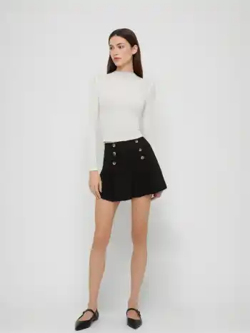 Linen-blend Mid Rise Double Breasted Pleated Shorts
