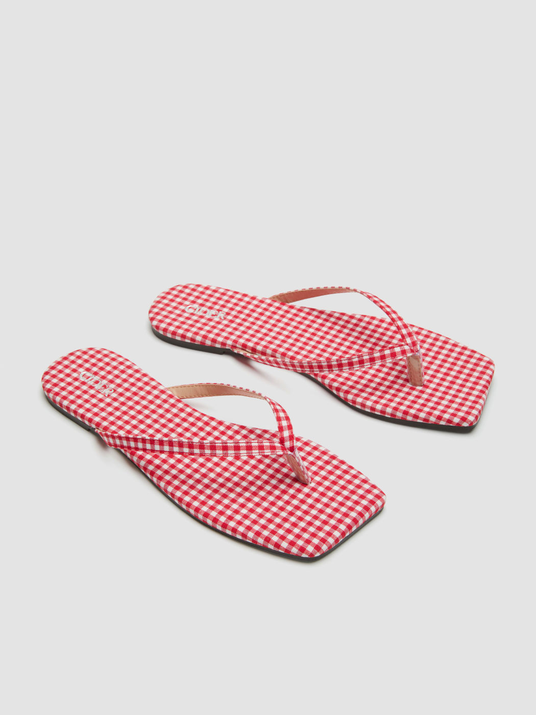 Gingham-Flip-Flop-Quadratfuß-Pantoffeln