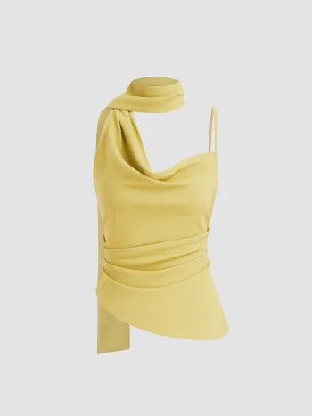 Halterhals-Rusche-Cami-Top mit Schal