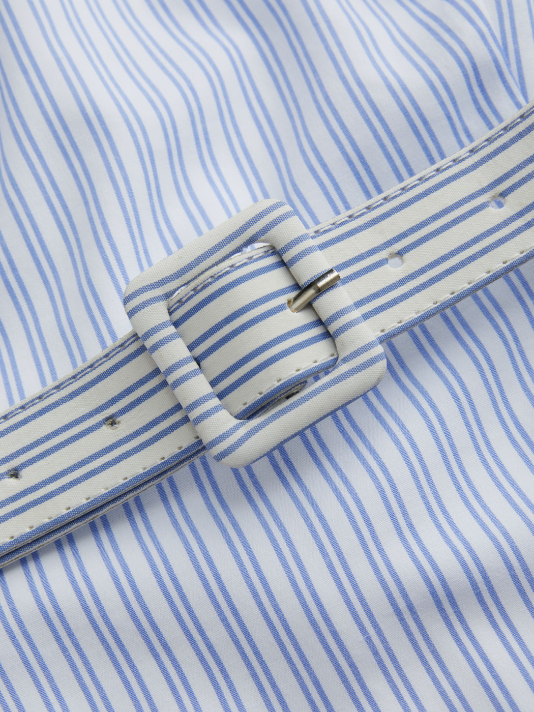 Cotton-blend Boat Neck Stripe Top With Belt