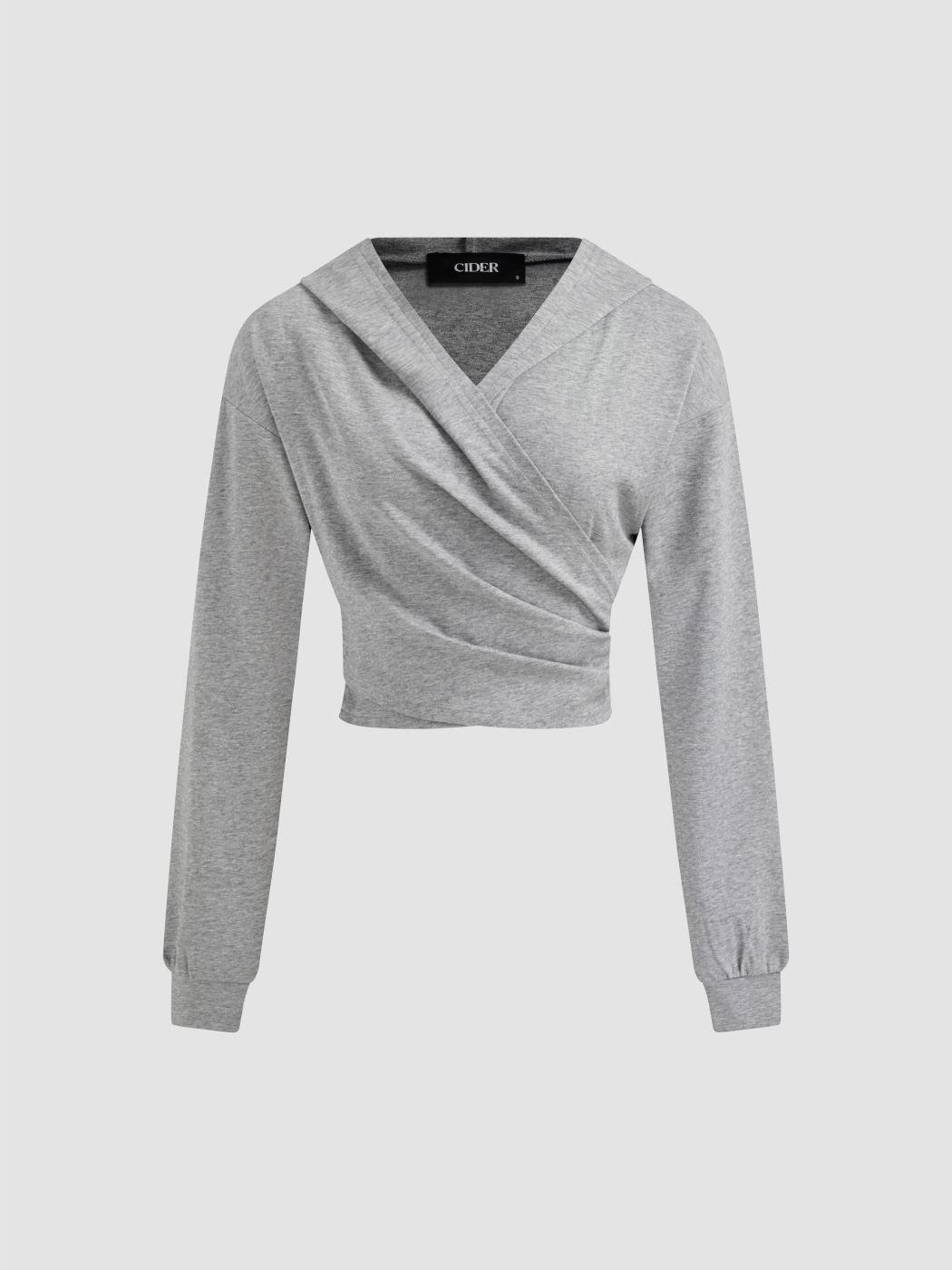 Cotton-blend Solid Ruched Hoodie & Mid Rise Elastic Waist Knotted Straight Leg Trousers Set