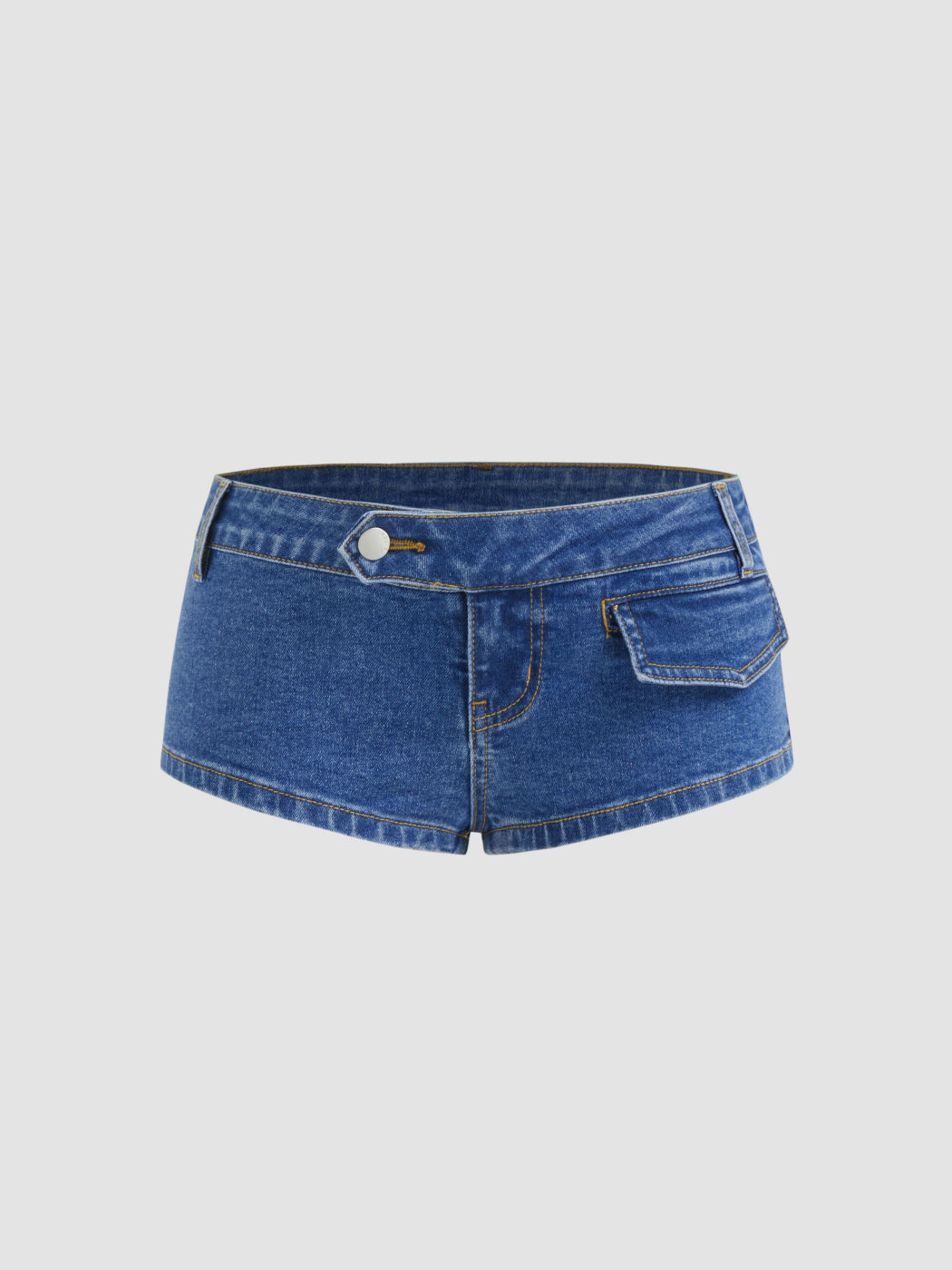 Stretch Cider Denim Low Rise Micro Shorts