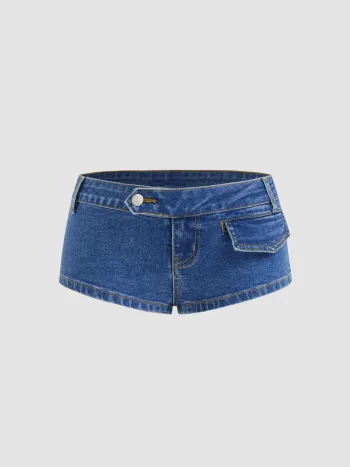 Stretch Cider Denim Low Rise Micro Shorts