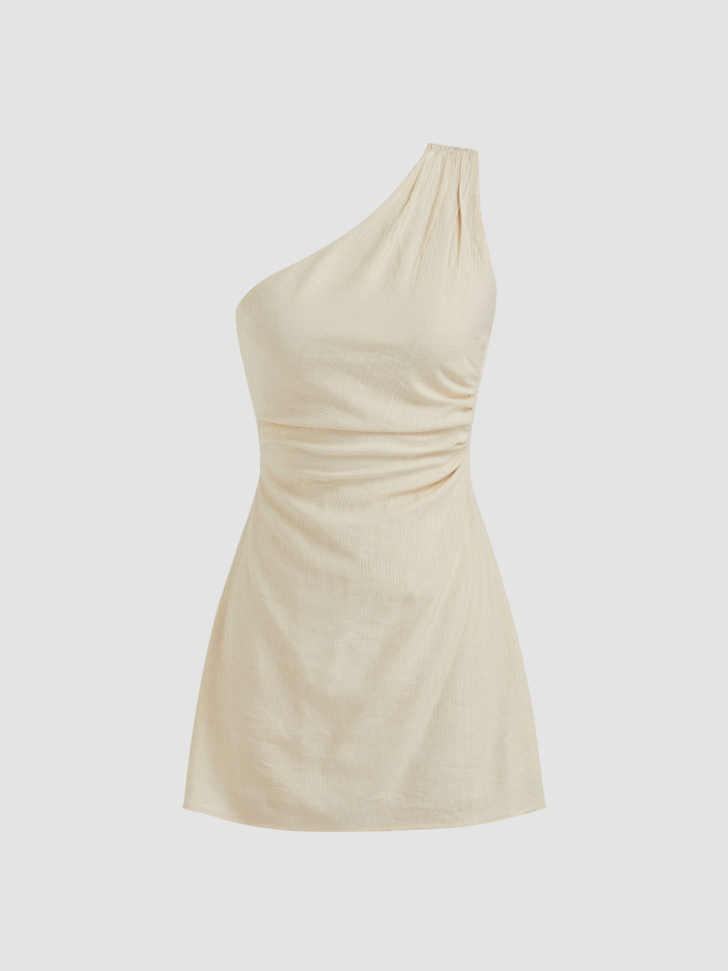 Asymmetrical Neck Chain Backless Ruched Mini Dress