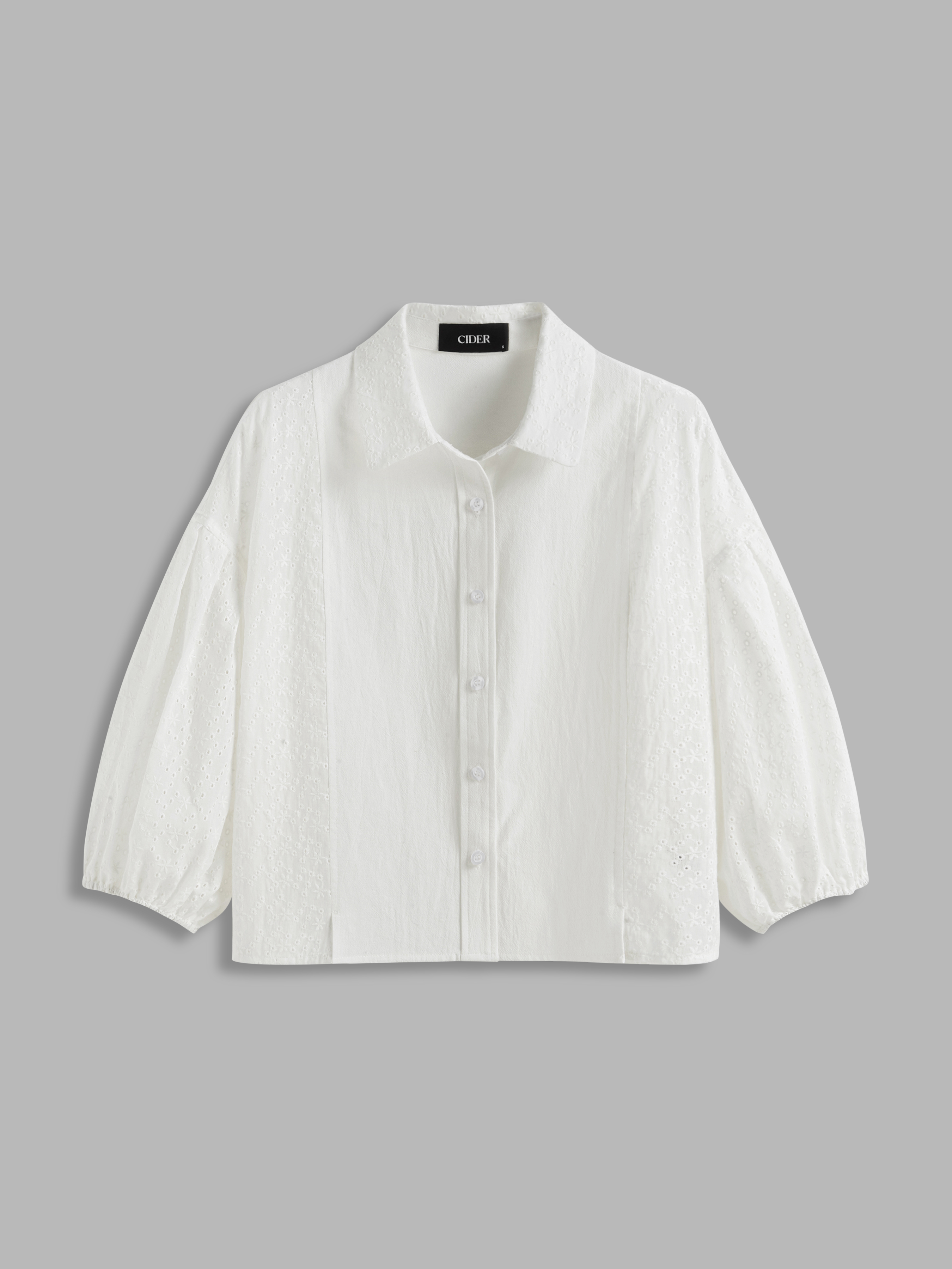 Chemise et blouse XXL en coton 100% avec col broderie anglaise et manches mi-longues