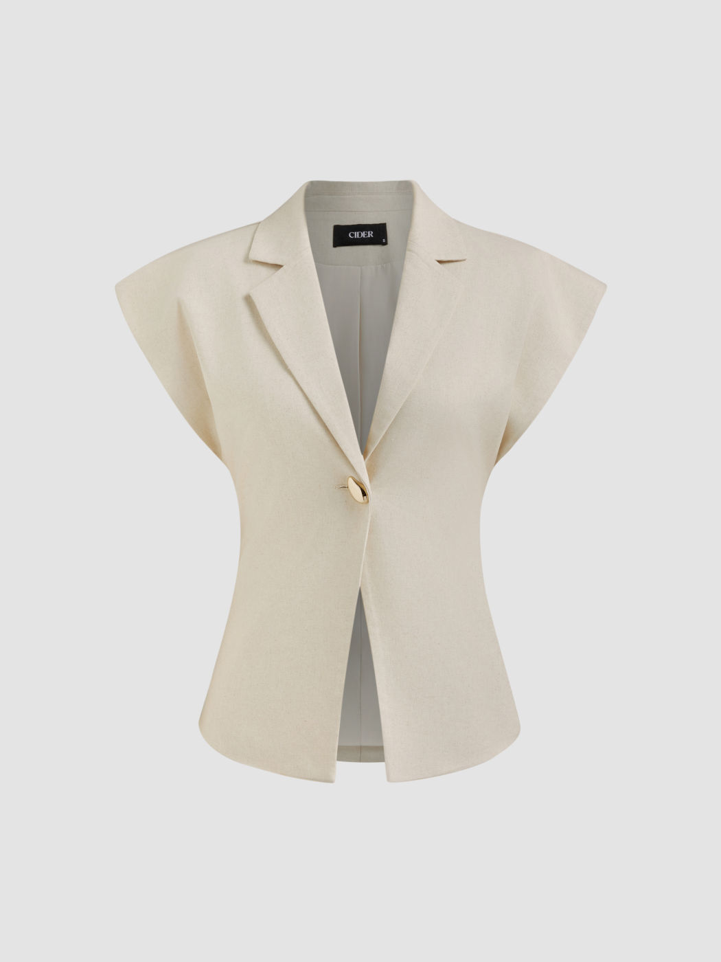 Linen-blend V-neck Dolman Sleeve Blazer Vest