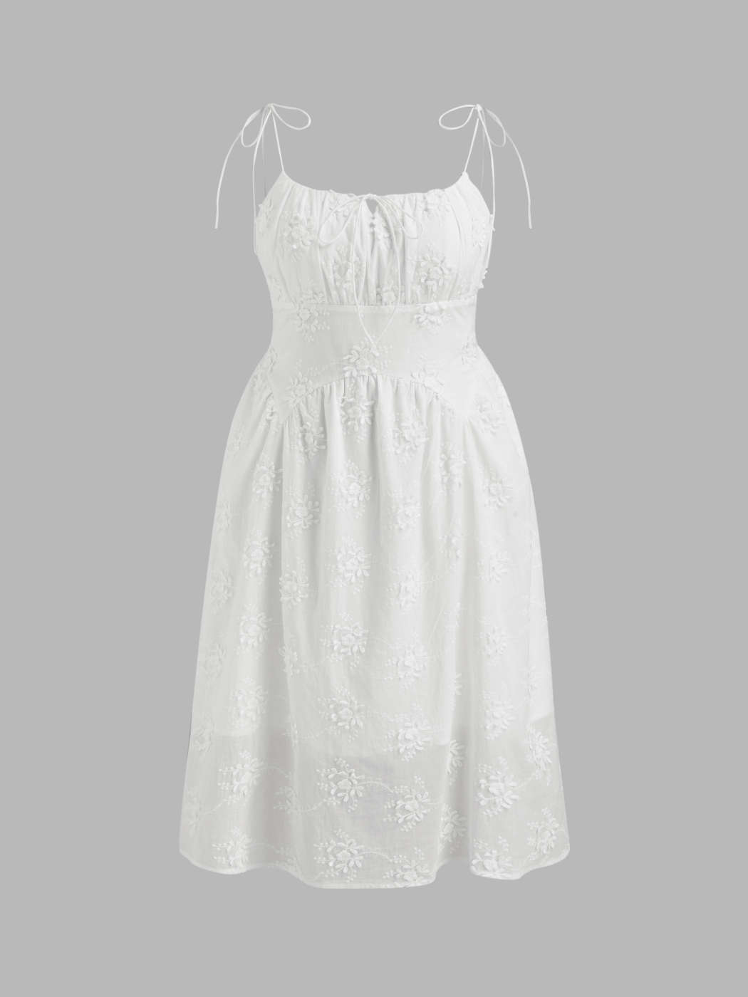 Jacquard Cotton Scoop Neckline Floral Knotted Maxi Dress Curve