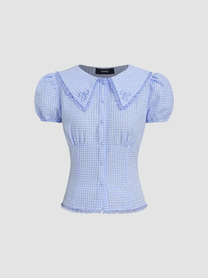 Mandarin Collar Ruched Split Top