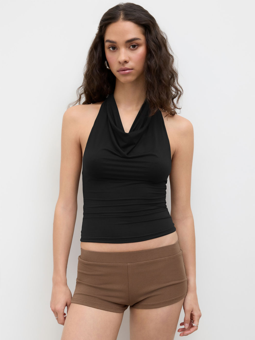 CDR Second Skin Double Layered Cowl Neck Backless Tank Top