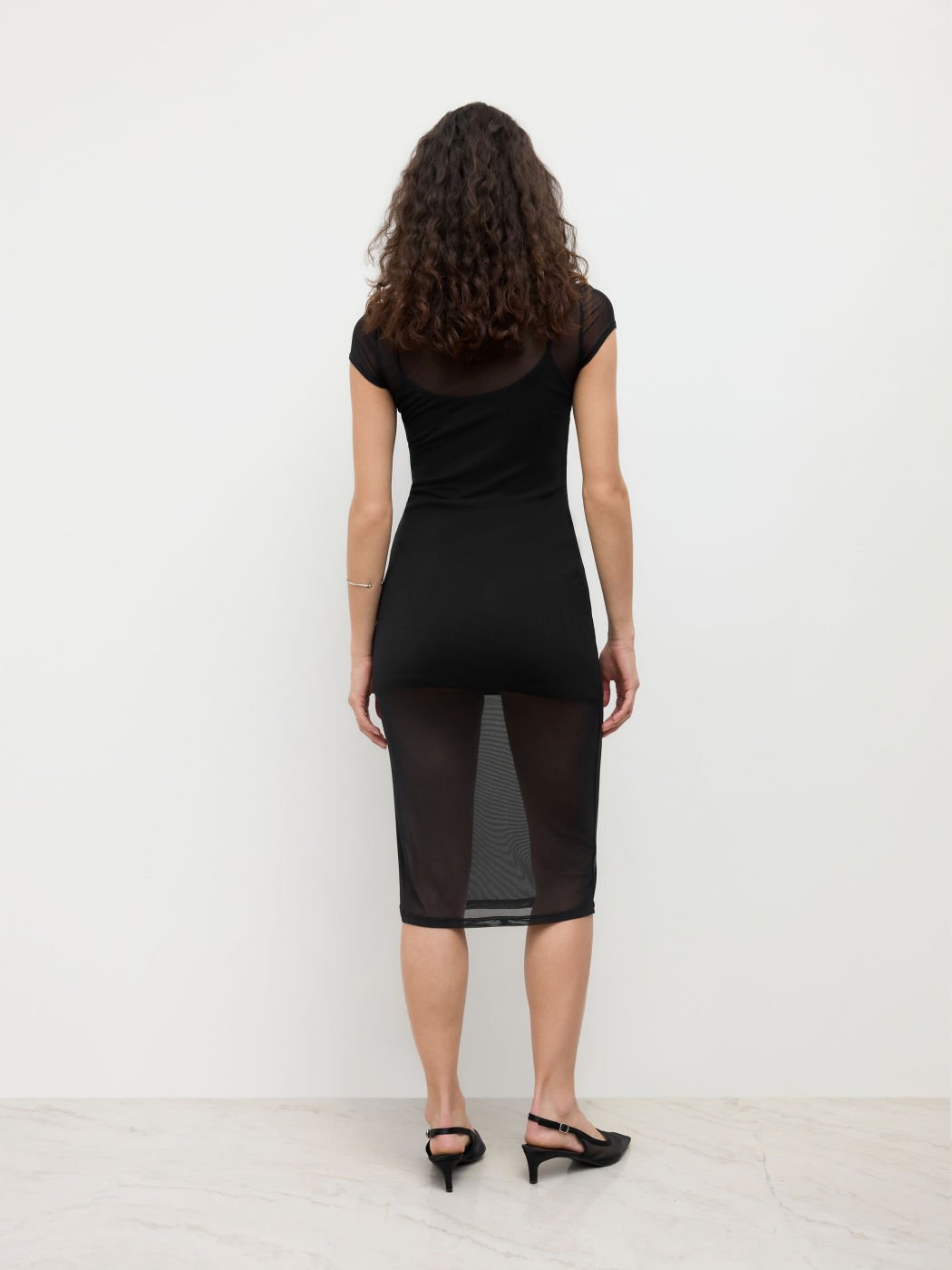 CDR Abito lungo trasparente in due pezzi e camicia da notte tinta unita