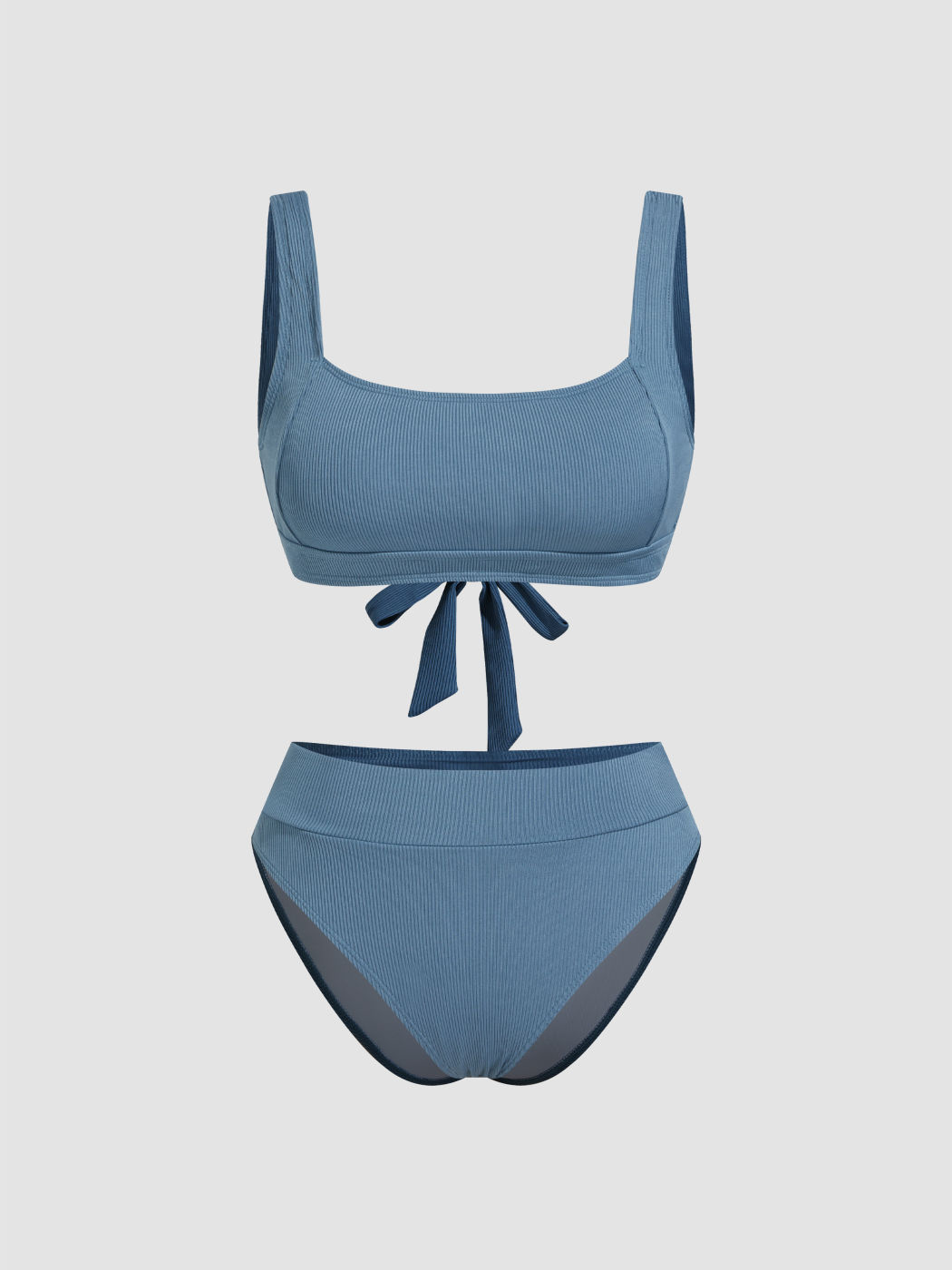 Ribbed Square Neck Knotted Bracelet Cheeky Bikini Set