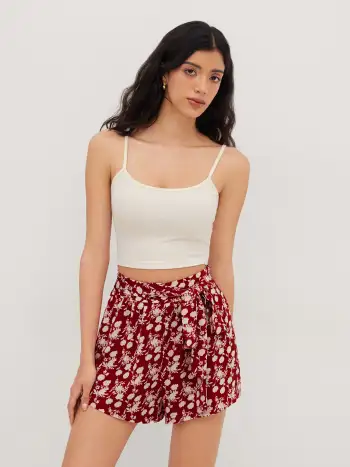 Chiffon Sweetheart Tie Front Ruffle Blouse