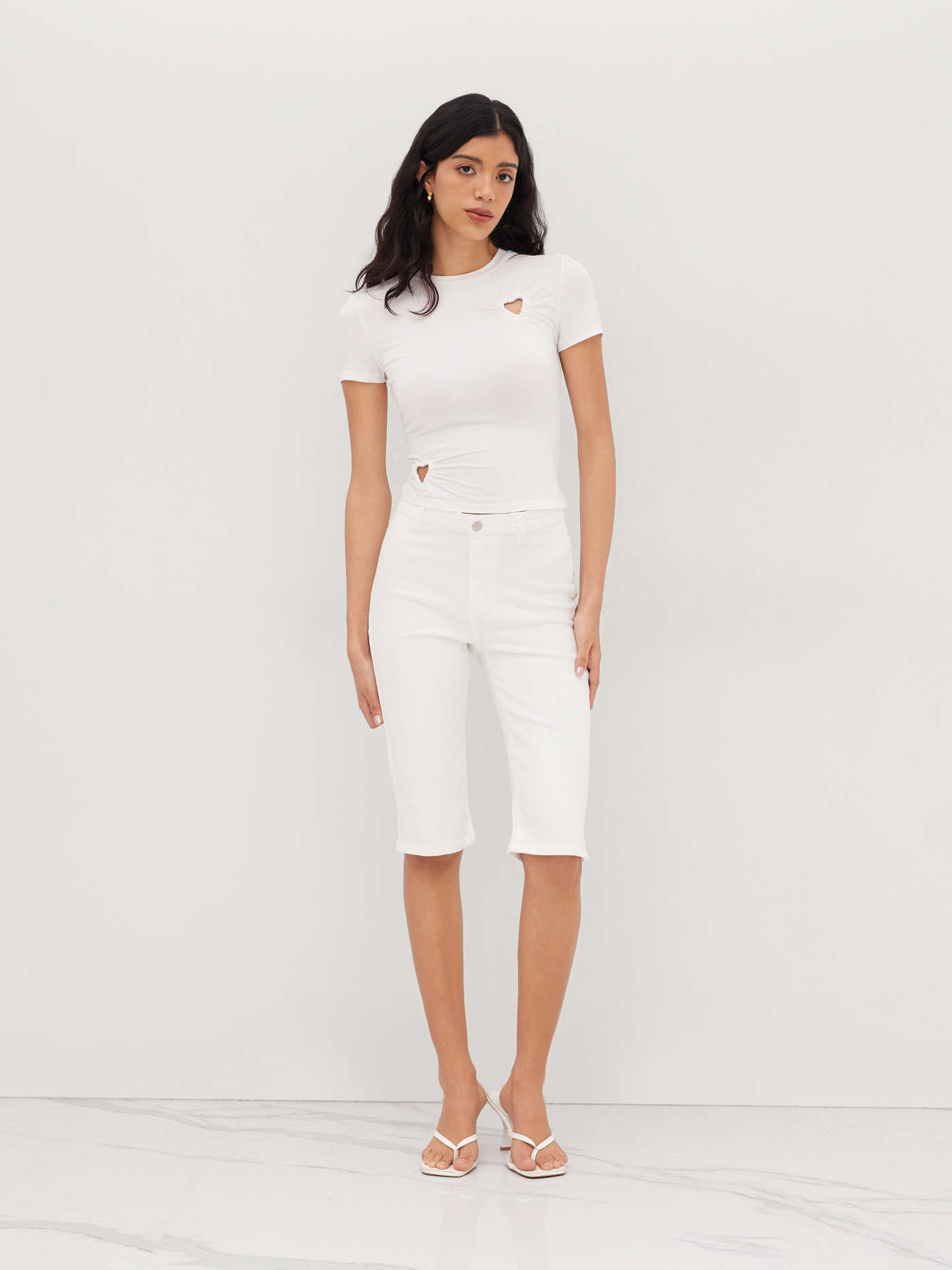Round Neckline Heart Cut Out Top