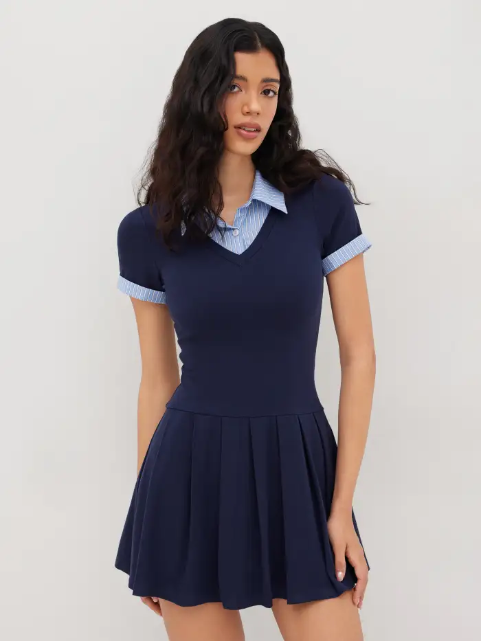 Mandarin Collar Ruched Split Top