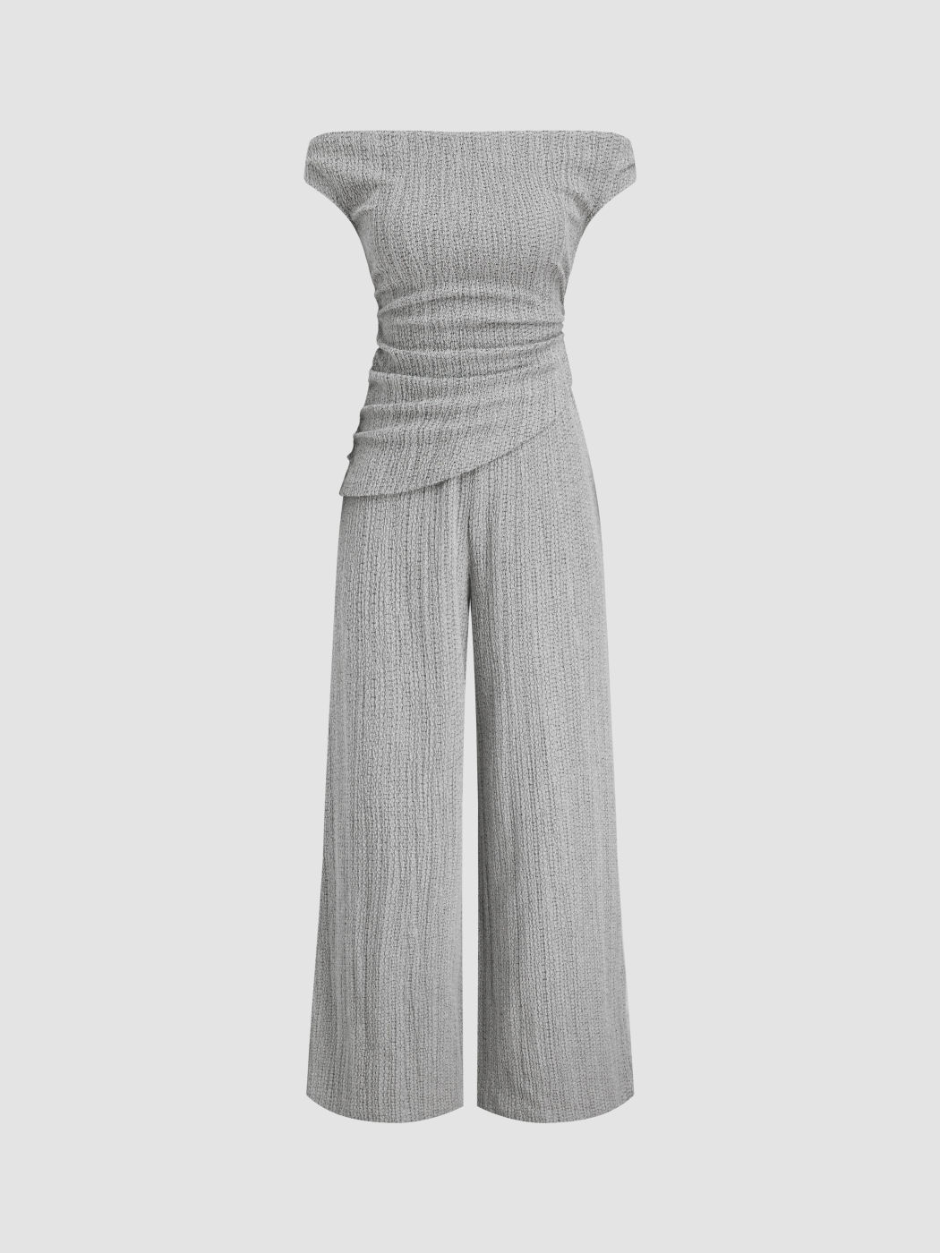 Cotton-blend Off-shoulder Ruched Jumpsuit