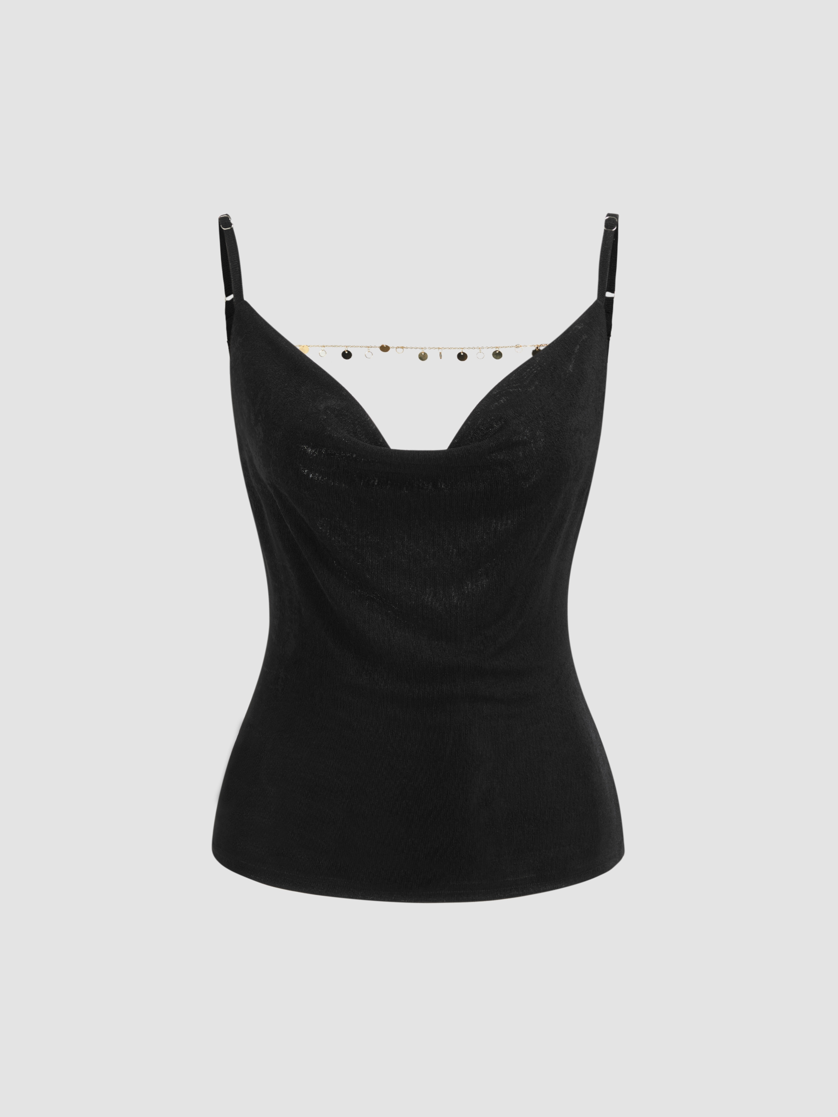 Cowl Neck Backless Chain Detail Cami Top