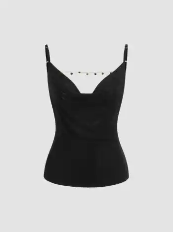 Cami-Top mit Rundhalsausschnitt, rückenloser Design und Ketten-Details