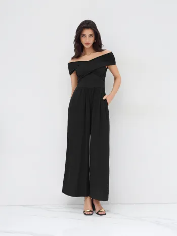 Off-shoulder Criss Cross Jumpsuit