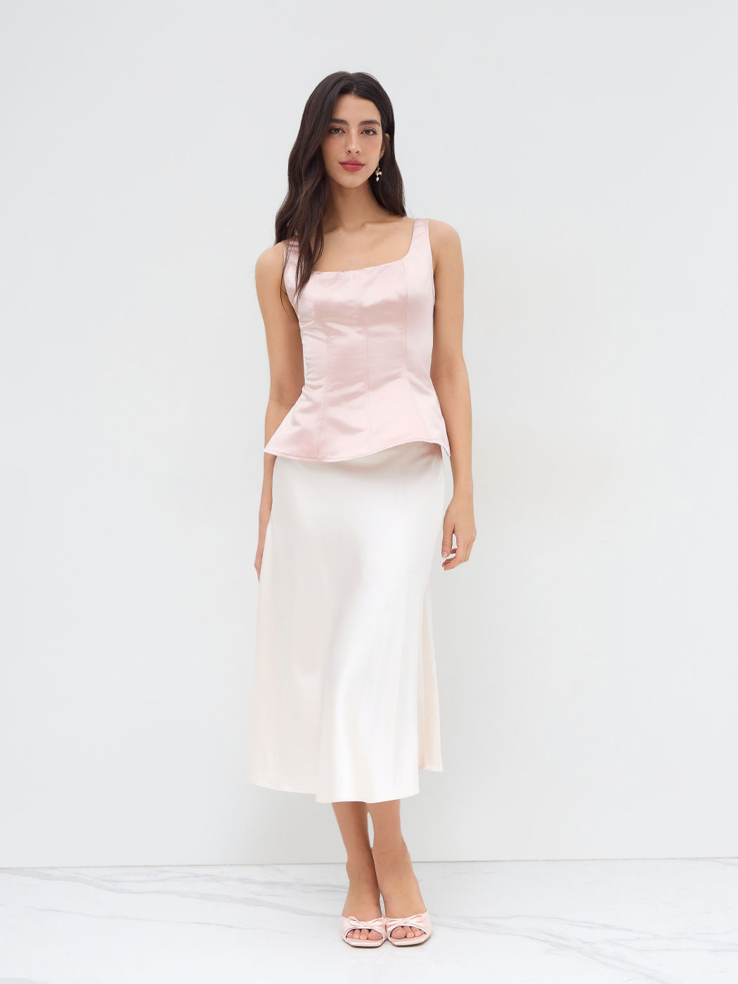 Satin U-neckline Tank Top