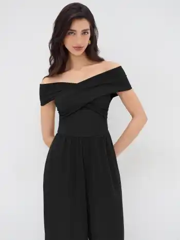 Off-shoulder Criss Cross Jumpsuit