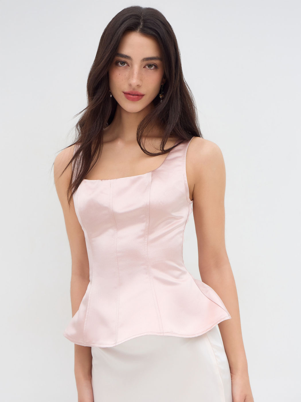 Satin U-neckline Tank Top