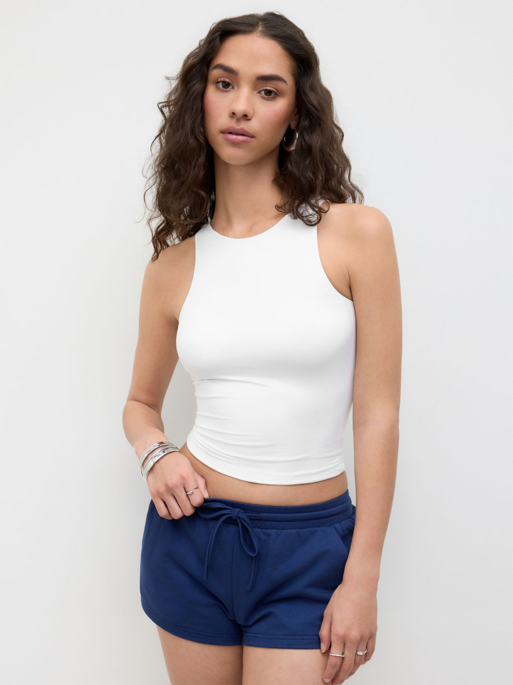 CDR Second Skin Double Layered Boat Neck Solid Tank Top