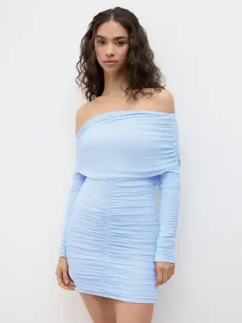 CDR Asymmetrisch Hals Rüschiges Kurzes Kleid