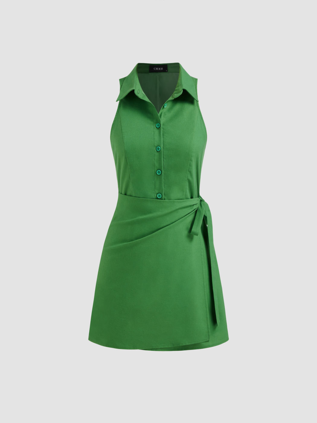 Linen-blend Polo Knotted Mini Dress