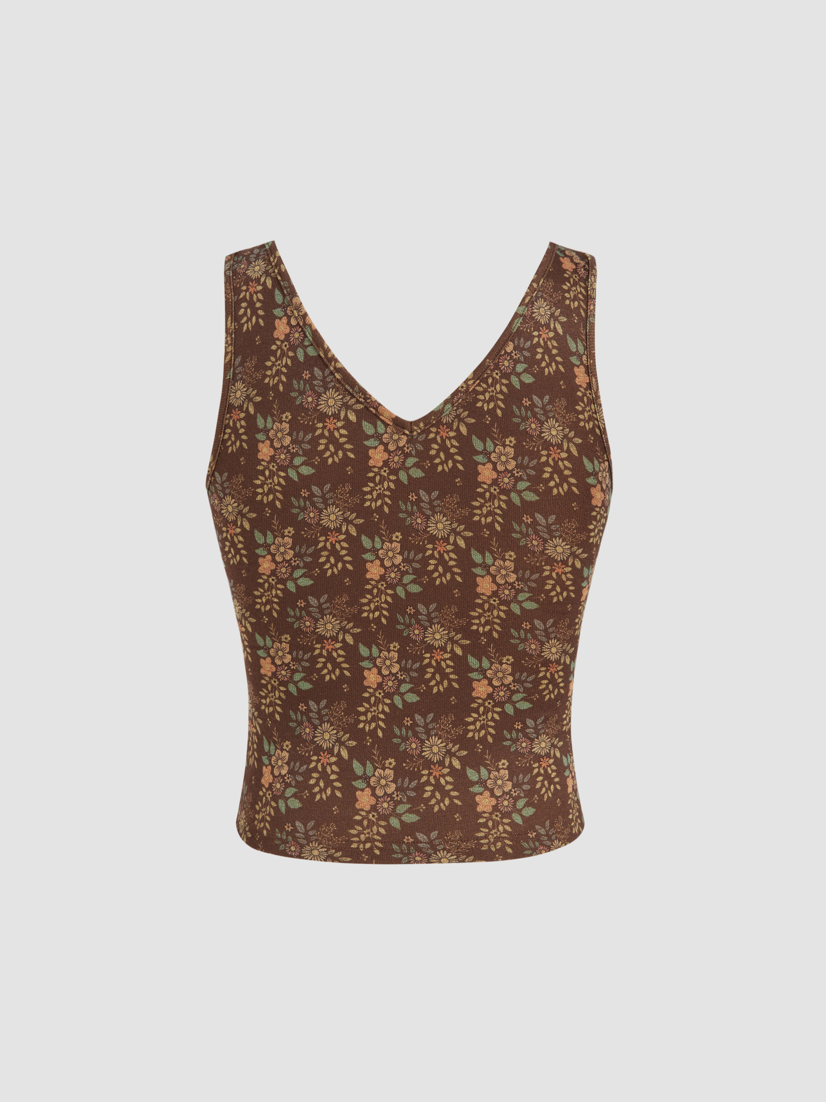 CERRIC(セリック) FLOWER TWISTED HALF TOP Jersey Jersey V-neck Floral Twist Crop Top For Date Outdoor
