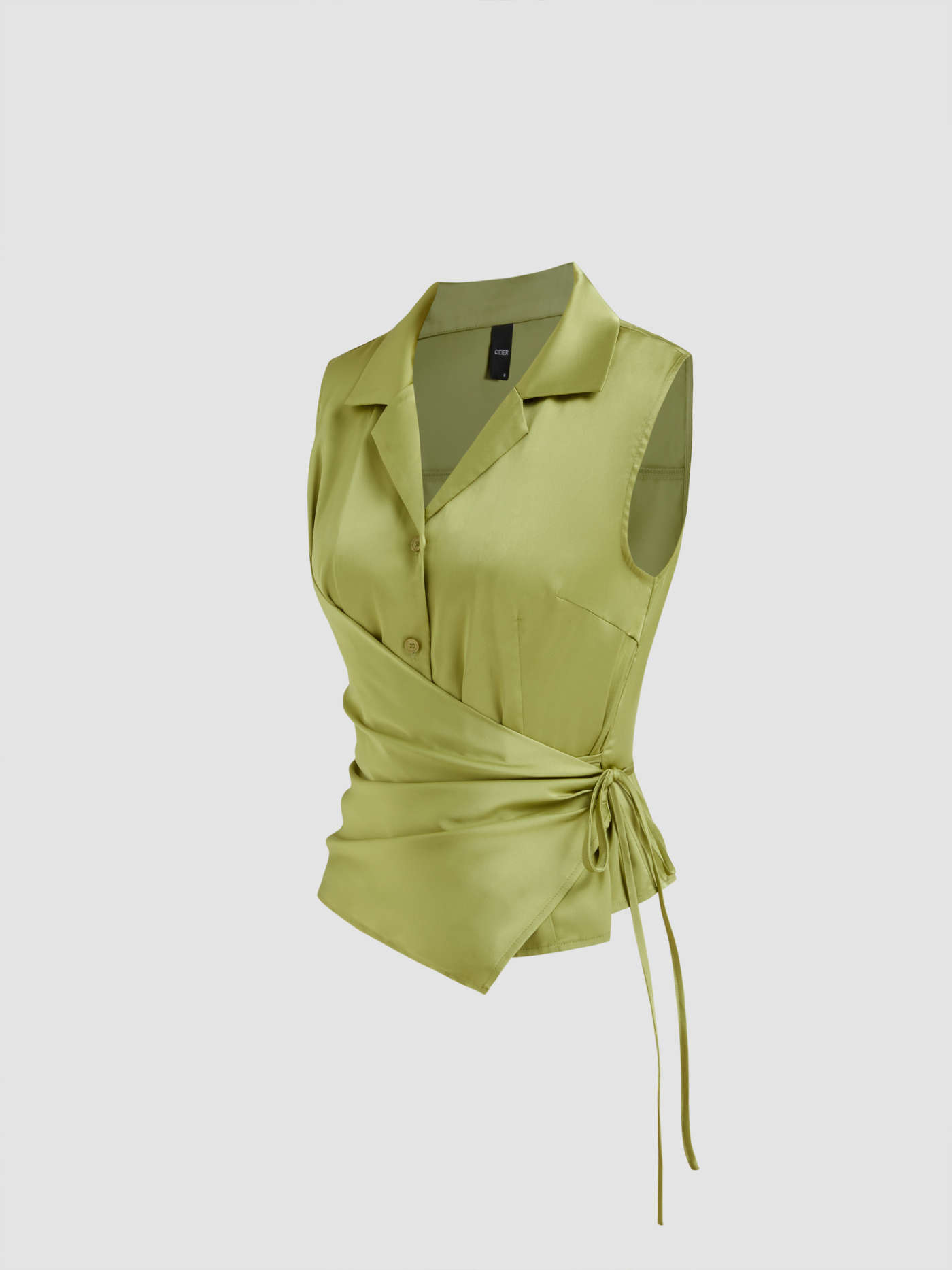 Satin Collar Knotted Top