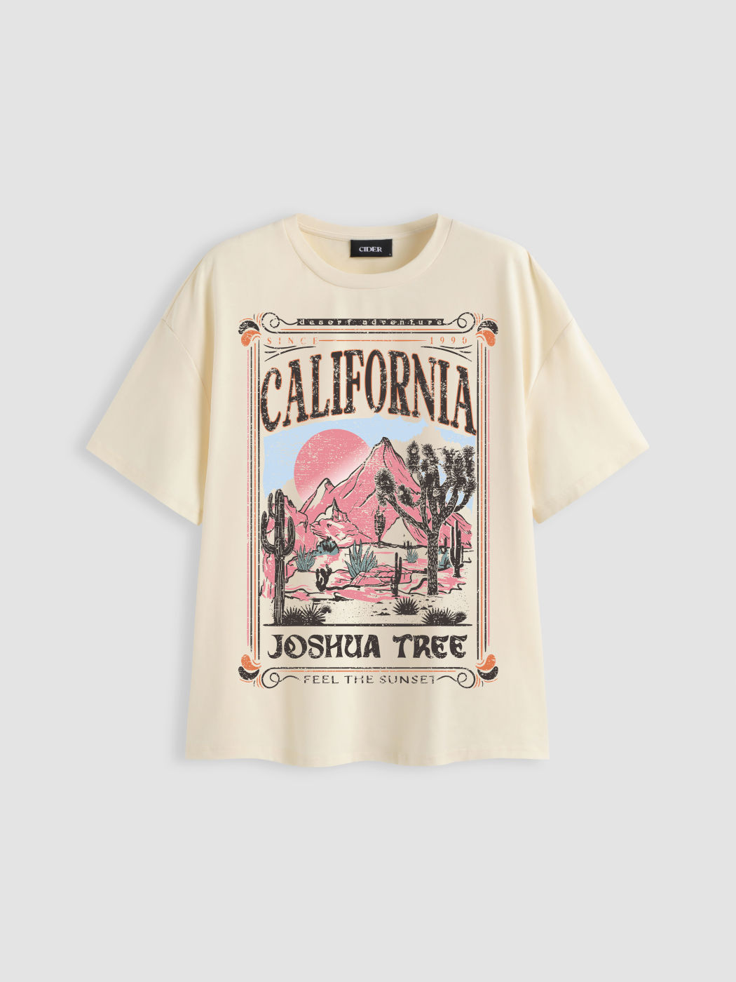 California Cotton-blend Graphic Oversized Tee