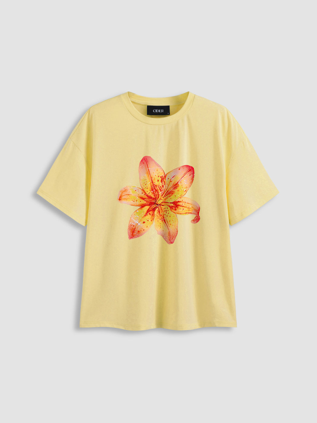 Cotton-blend Floral Graphic Oversized Short Sleeve Tee