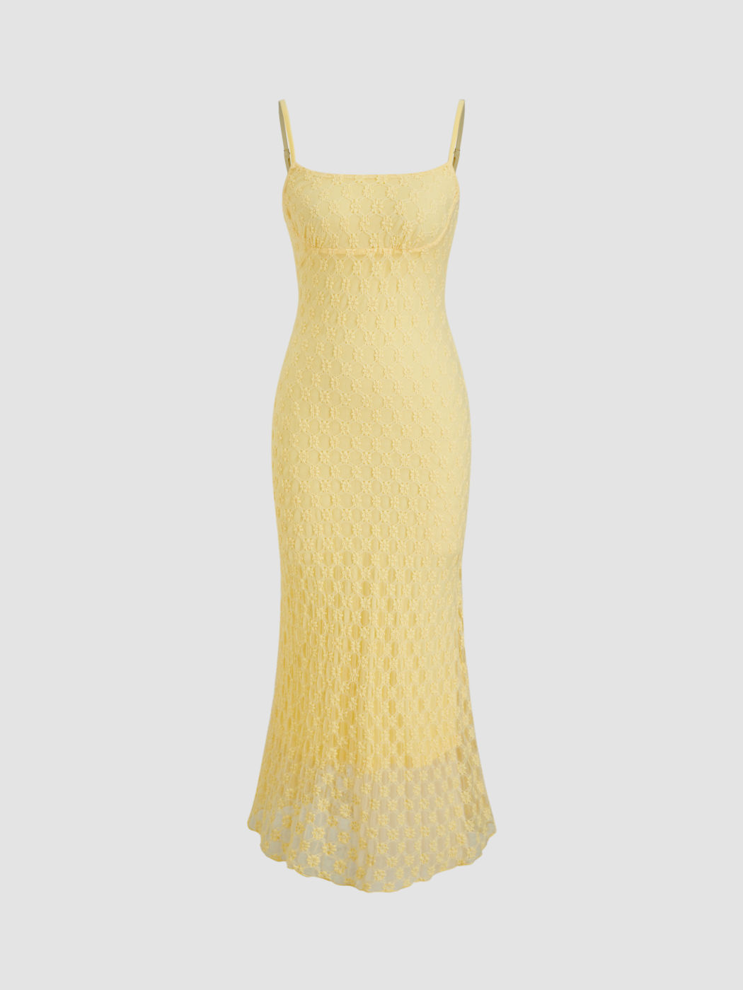 Spitzenblumen-Mermaid-Slip-Maxikleid