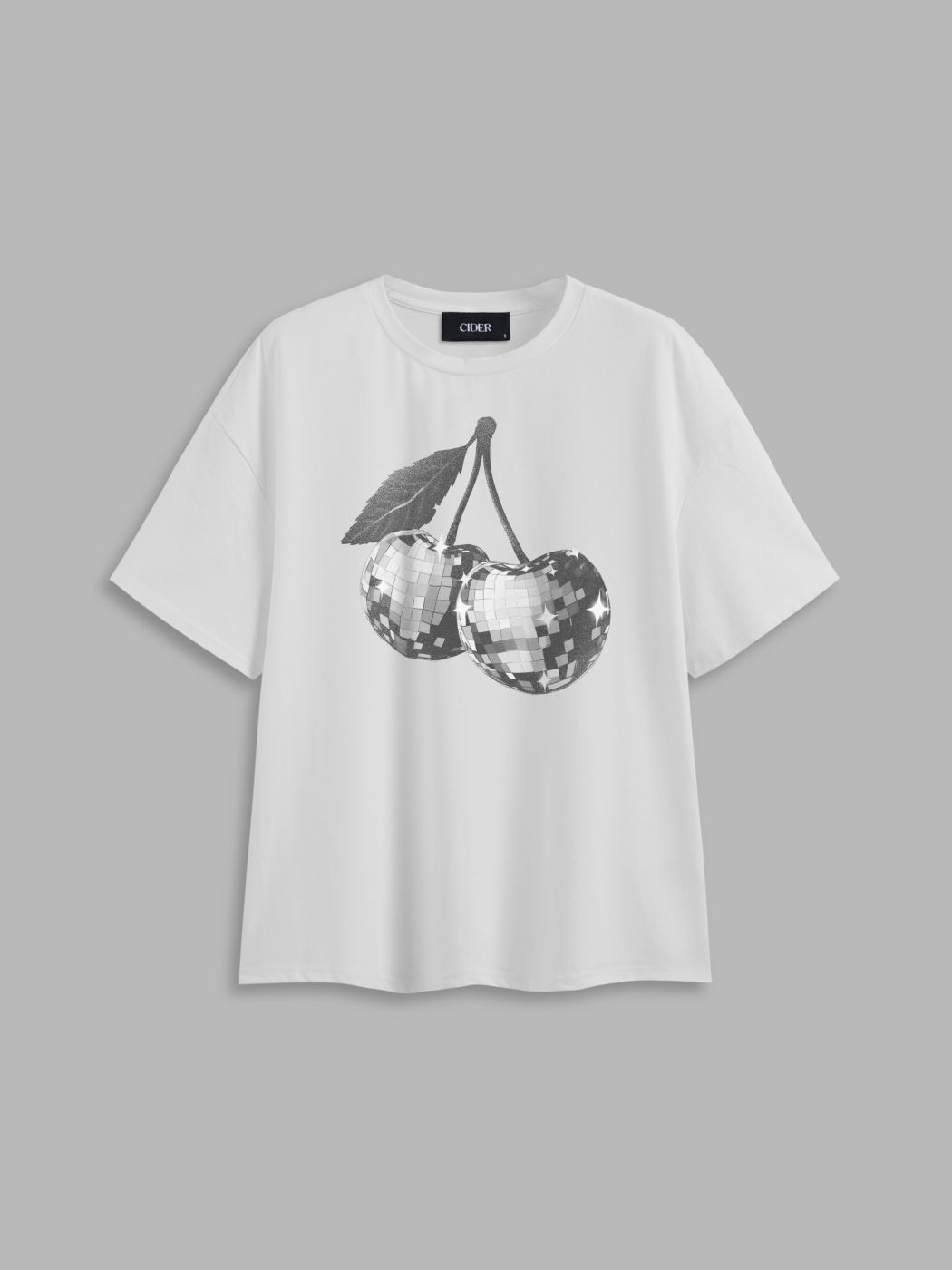 Cotton-blend Cherry Graphic Oversized Tee