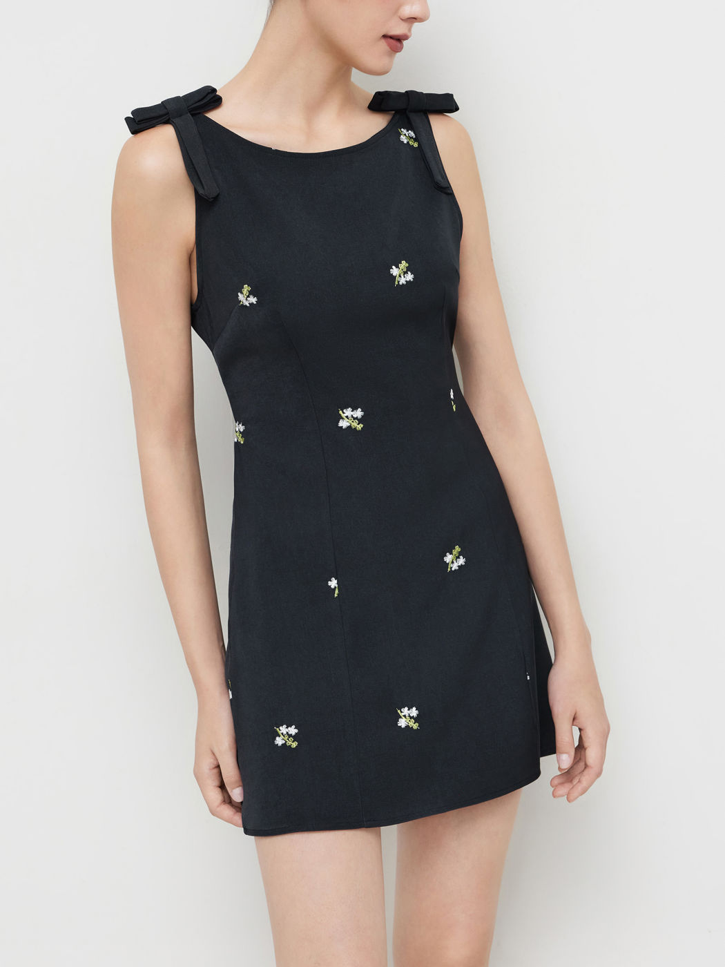 Bootschnürung Blumenstickerei Schleife Kurzes Kleid