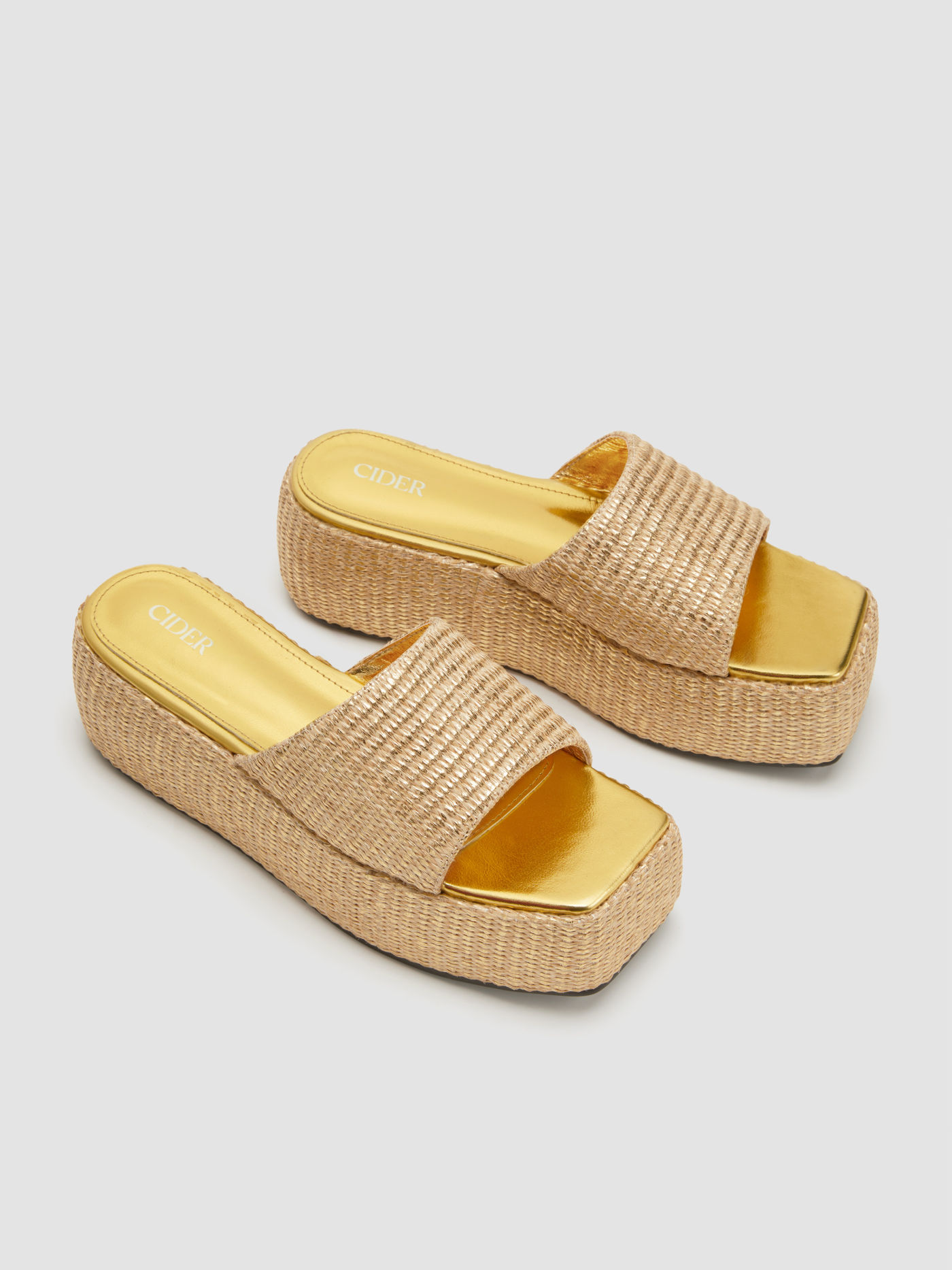 OPEN TOE PLATFORM WEDGE WOVEN SLIPPERS