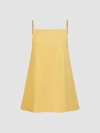 Leinen-Mischung Mini-Kleid mit quadratischem Halsausschnitt
