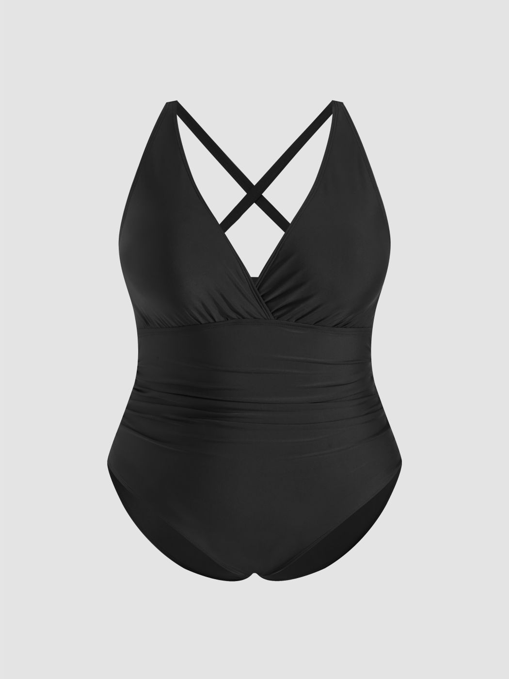 Shaping V-neck Criss Cross Ruched One Piece Swimsuit Curve & Plus