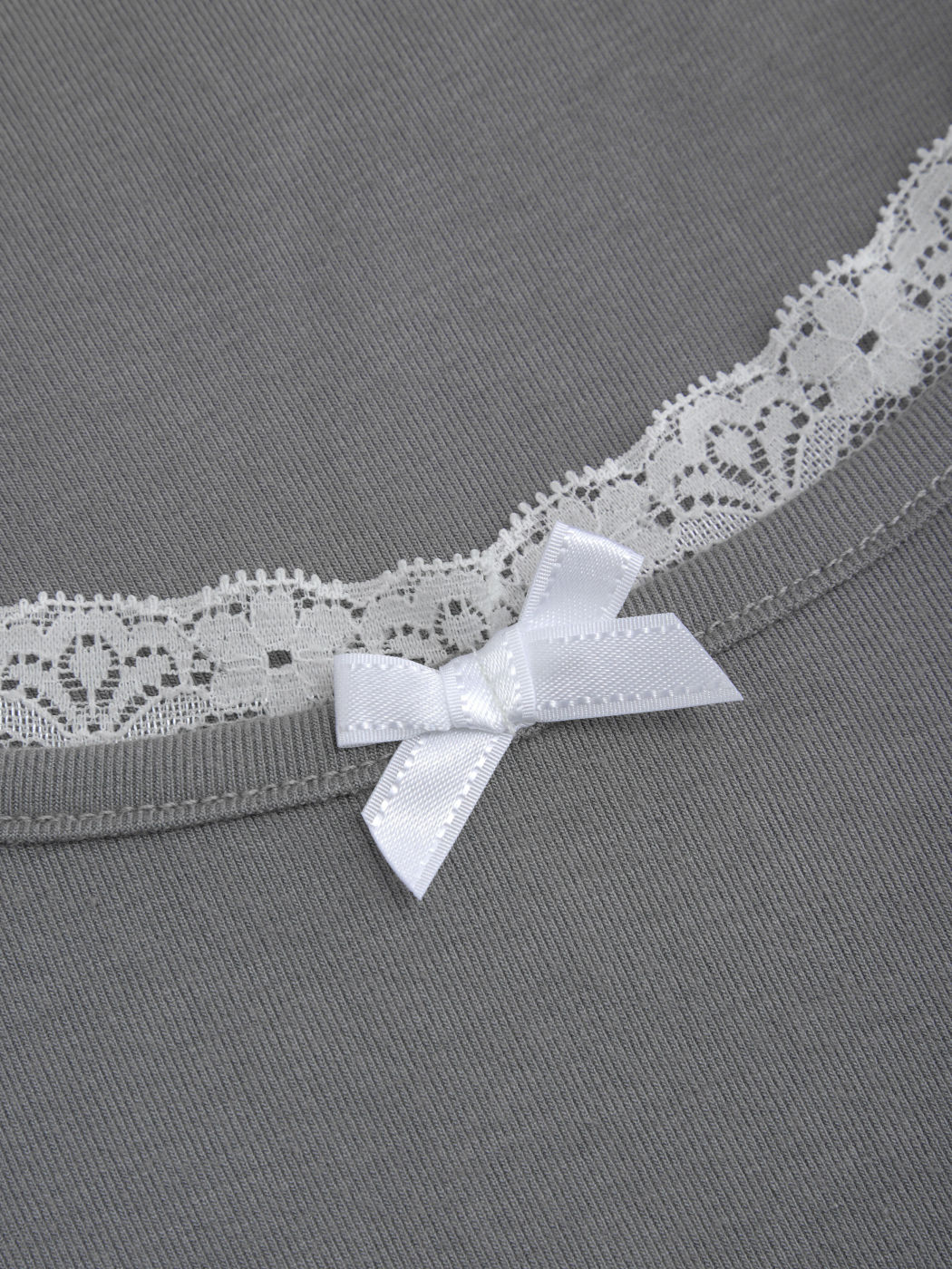 Bowknot Lace Trim Short Sleeve Tee Curve & Plus