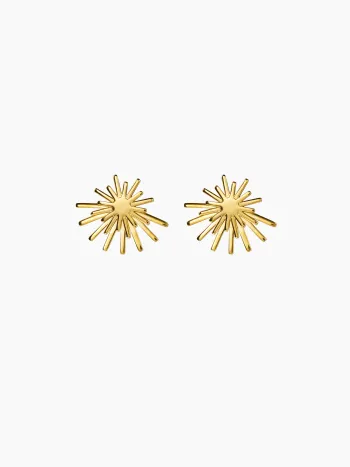18K-GOLDPLATTIERTE STAHLEINZEL-OHRRINGE MIT DOPPELFLOWER-MOTIV