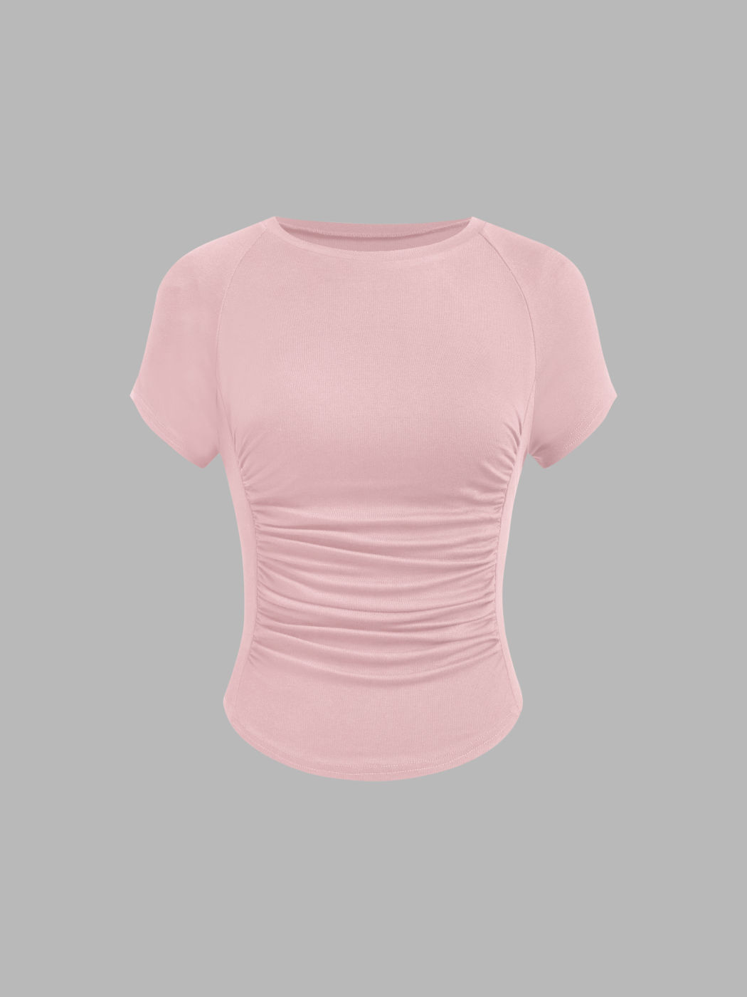 Rundhals-Rusche-Crop Top