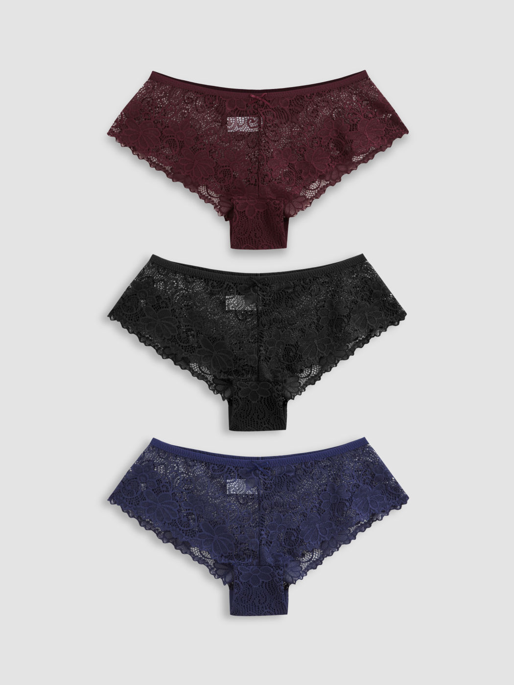 3pcs Lace Middle Waist Brief