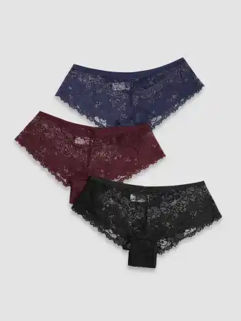 3er-Set Spitzen-Mittellänger Slip