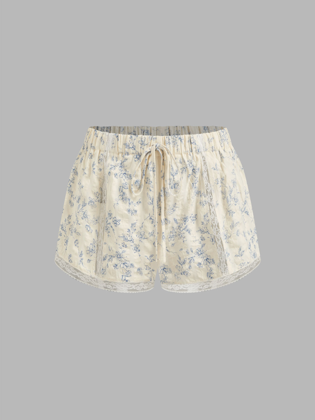 Low Rise Floral Lace Trim Lounge Micro Shorts