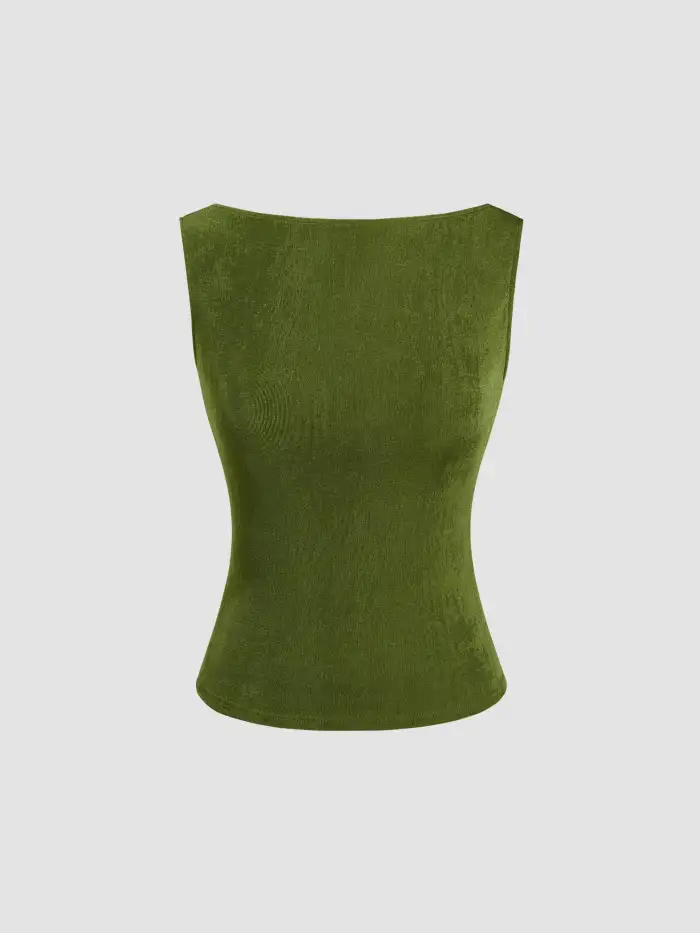 V-neck Halter Zipper Lace Up Top