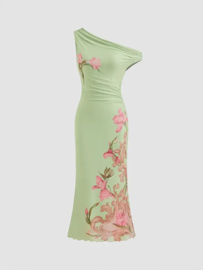 Cocktail Family Barbecue Summer Dress Cocktail Dress Sun Dress Formal Dresses Spring Dress Wedding Guest Dress Summer Dresses Homecoming Dress Hoco Dresses Ruched Dress Satin Solid Cowl Neck Slit Midi Dress