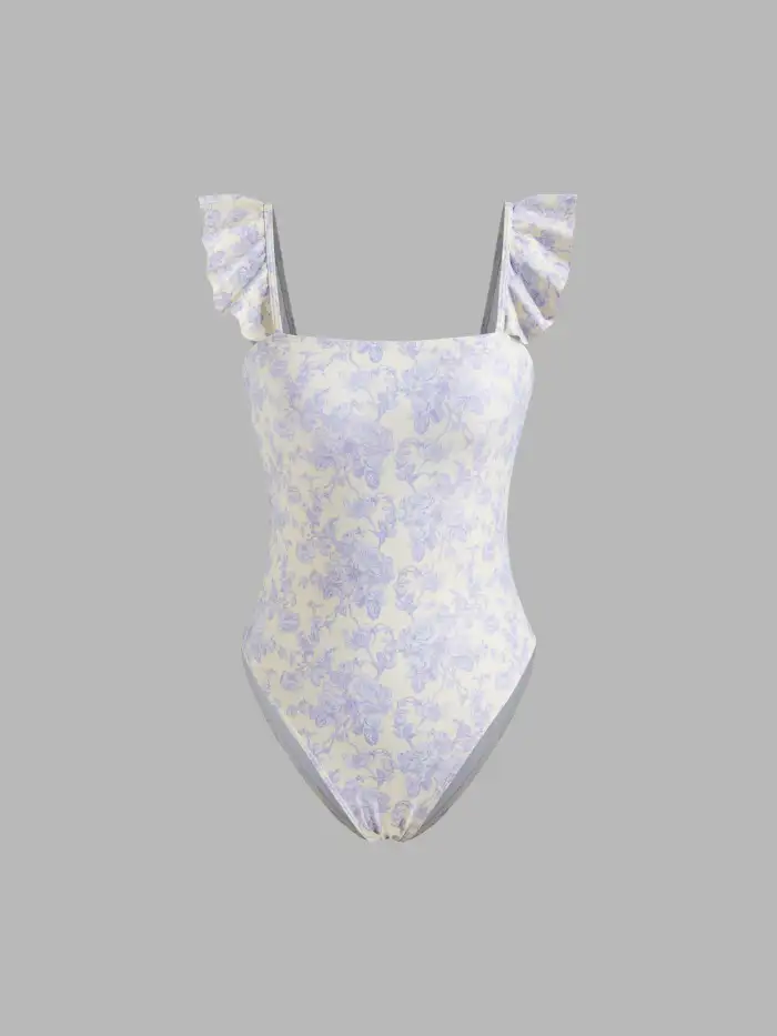 Shaping Square Neck Backless One Piece Swimsuit