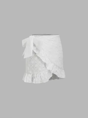 Gonna copricostume floreale con fiocco a vita media in 100% cotone