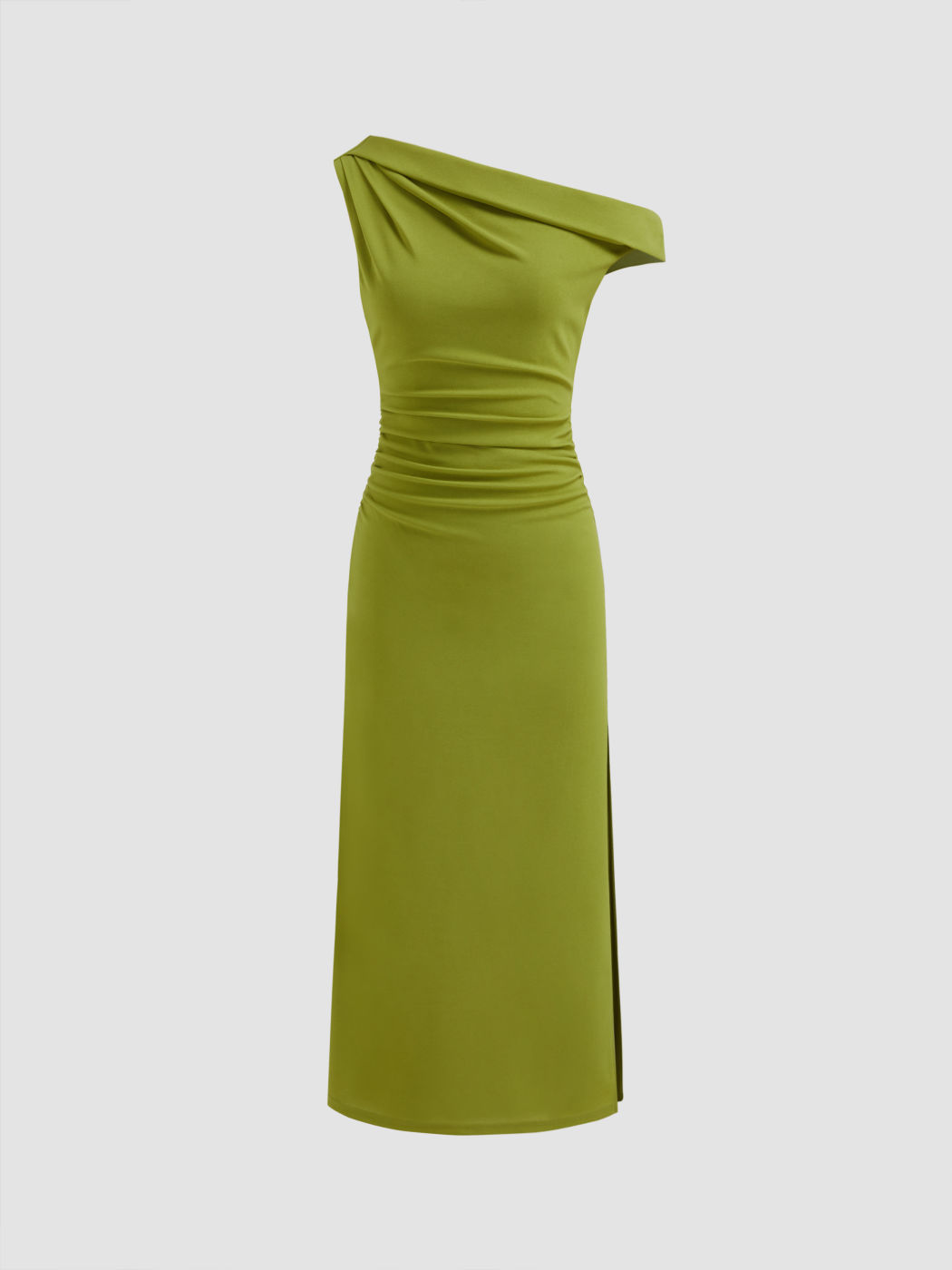 Asymmetrisch Hals, gerauhtes Schlitz Maxikleid